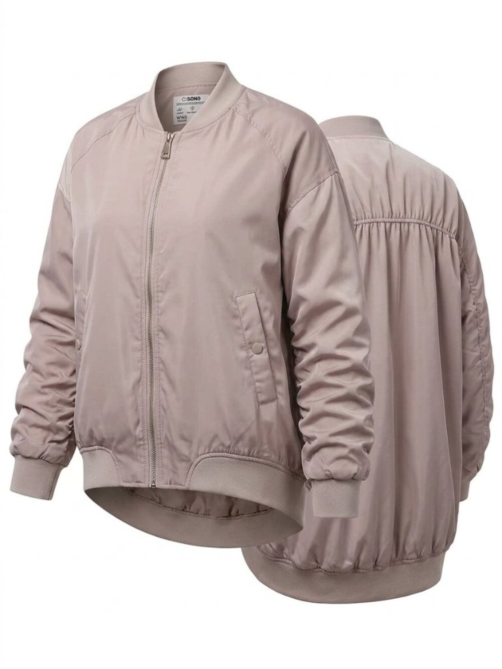 CISO NO Tan Oversized Bomber Jacket - Size S - Wind Resistant & Cozy